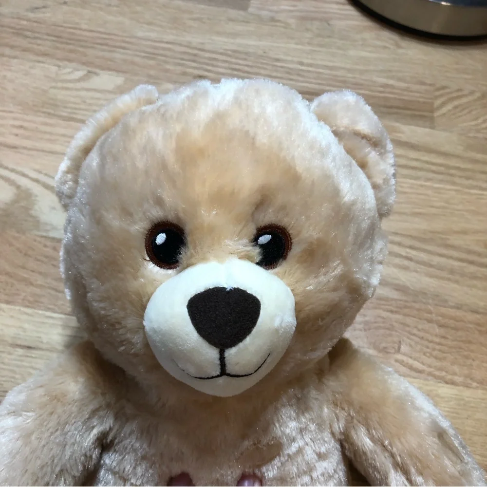Build a Bear Birthday Bear Stuffed Plush Blue Feet Tan Cream Toy
